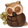 THUN Gufo Lucky con quadrifoglio in ceramica, piccolo - Ceramica - 8,5x6,5x8,5 cm