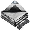 VOUNOT® Telo Impermeabile Esterno 4x8m, Telone Occhiellato Impermeabile Rinforzato PE 180 g/m², Telo Protettivo Multiuso per Barche, Legno, Piscina, Mobili da giardino, Auto, Grigio Nero
