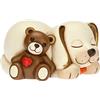 THUN - Cane con Teddy - Living, Icone, Animali e Minianimali - Ceramica Dipinta a Mano - 9,1x7,6x11,5 cm h