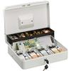 Relaxdays Cassetta di Sicurezza per Soldi, con Scomparto per Monete e 4 Vani per Banconote, 8,5x30,5x24,5 cm, Bianco
