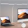 Comely Lampada da Lavoro 24W, 120cm Lampada Scrivania con 5 temperature colore, 2750LM Lampade da Lavoro con 10 regolazioni di luminosità, 4-Led desk lamp, Luce Scrivania con Morsetto, Bianco