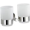 Wenko 20210100 Bicchiere portaspazzolini con supporto Duo Bosio lucido, Acciaio inossidabile, 17.5 x 9.5 x 9 cm, Lucido