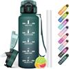 HoneyHolly Borraccia, 1.5L Borraccia Acqua, Borracce Motivazionale con Cannuccia, Water Bottle Palestra, A Prova di Perdita, Bottiglia Acqua per Scuola, Palestra, Campeggio, Ciclismo, Yoga