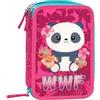 Franco Cosimo Panini WWF - Astuccio Scuola Ufficiale WWF, Astuccio 3 Scomparti Bambino e Bambina con Set Cancelleria, Penna Cancellabile Blu Frixion e Pratica Chiusura a Zip, 20x13Hx7 cm, Rosa