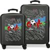 MOVOM Offside Set di Bagagli Nero 55/65 cm Rigido ABS 91L 6 kg Bagaglio a Mano