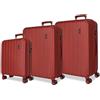 MOVOM Wood Valigia Cabina, Medie, Grandi e Set, Rigida ABS Chiusura TSA, 4 Ruote Doppie Estensibili Bags Bags Bags, rosso, Taglia unica, Set 3 valigie 65-75