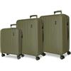 MOVOM Wood Valigia Cabina, Medie, Grandi e Set, Rigida ABS Chiusura TSA, 4 Ruote Doppie Estensibili Bags Bags Bags, Kaki, cabin, medium, large, Set 3 valigie