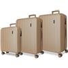 MOVOM Wood Valigia Cabina, Medie, Grandi e Set, Rigida ABS Chiusura TSA, 4 Ruote Doppie Estensibili Bags Bags Bags, Champagne, Taglia unica, Set 3 valigie 65-75