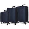 MOVOM Wood Valigia Cabina, Medie, Grandi e Set, Rigida ABS Chiusura TSA, 4 Ruote Doppie Estensibili Bags Bags Bags, Blu navy, Taglia unica, Set 3 valigie 65-75