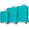 Movom Wood Set di valigie blu 55/68/78 cm rigido 11,4 kg chiusura TSA ABS 11,4 kg 190 L estensibile bagaglio a mano, blu, Taglia unica, Set di valigie
