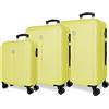 ROLL ROAD Cambogia Set di valigie giallo 55/65/75 cm rigido 11,1 kg Chiusura a combinazione laterale ABS 11,1 kg 190 L bagaglio a mano, giallo, Taglia unica, Set di valigie