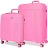Movom Set di valigie rosa 55/68 cm rigido 6,65 kg chiusura TSA Polipropilene 6,65 kg 109LExtensible Bagagli a mano, Rosa, Taglia unica, Set di valigie