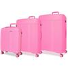Movom Set di valigie rosa 55/68/78 cm Rigido 11,4 kg Chiusura TSA Polipropilene 11,4 kg 217LExtensible Bagagli a mano, Rosa, Taglia unica, Set di valigie