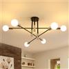 DELIPOP Plafoniera Soffitto Moderno, 6 Luci E27 Vintage Lampadario Sputnik | 180° Regolabile Lampada da Soffitto per Soggiorno Camera da Letto Cucina