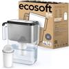 Ecosoft Slim Caraffa Filtrante - Colore Grigio, Capacità 3,5 L, Riduce Cloro e Calcare, Design Compatto per il Frigo, Filtro Incluso