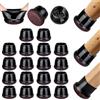 Euqvunn Tappini per Sedie, 18Pcs Tappi per Sedie Rotondi con Rondelle di Feltro, Piedini in TPE Nero per Pavimenti in Legno, Copri Gambe Sedia che Proteggono i Pavimenti dai Graffi (per: 35-45 mm)