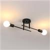 Riserva Plafoniera da Soffitto Vintage E27, 2 Luci Nero | Lampadario Soffitto Industriale Retro per Camera da letto, Corridoio, Cucina, Caffè