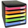 Exacompta - rif. 309798D - BIG BOX PLUS - cassettiera da 5 cassetti per documento A4+ - dimensioni esterne: Profondità 34,7 x larghezza 27,8 x altezza27,1cm - Nero/multicolore