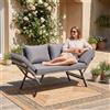 LIFERUN Divano Esterno Giardino in Polyrattan con Funzione Reclinabile, Divanetto da Esterno 2 Posti,Mobili da Giardino in Rattan,Divano in Polyrattan con Braccioli Regolabili,per Giardino,Terrazza (Grigio)
