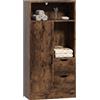 HOMCOM Mobile Bagno Slim, Mobiletto Bagno Salvaspazio con 2 Cassetti, Scomparti Aperti, Ripiani Regolabili, Armadietto da Terra per Sala da Pranzo, Salotto, Soggiorno, Cucina, 50x25x100 cm, Marrone