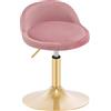 WOLTU Sgabello da Trucco, Girevole, Velluto, Rosa, Base Dorata
