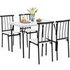 Yaheetech Tavolo da Pranzo con 4 Sedie Industriale Set 5 Pezzi Mobili da Bar Cucina Soggiorno Retro Salvaspazio in Legno e Metallo Marrone Tavolo 110x70x76.5cm Piano Spesso 4cm Bianco/Nero