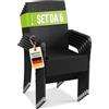 Juskys Sedie da giardino in polyrattan Yoro set da 6 con braccioli e schienale - 6 sedie impilabili - sedia in rattan per giardino - sedia impilabile nera