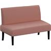 Yaheetech Divano a 2 Posti Moderno Divanetto da Salotto Senza Braccioli Sedia a Coste con Gambe in Legno per Soggiorno Ufficio 109,5 × 62 × 84,5 cm Rosa