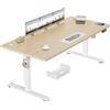 TRIUMPHKEY Scrivania Elettrica Regolabile in Altezza, 180 x 80 cm, 3 Funzioni Memoria, Porta USB, Con 2 ganci, Tavola Splice Standing desk, In Piedi Adatta Per Casa E Ufficio, Beige+Bianco