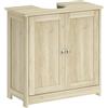 kleankin Mobile Sottolavabo per Bagno con Ripiano Regolabile, Mobiletto Sottolavabo con Intaglio a U, Mobile Bagno Moderno e Salvaspazio, Adatto a Lavabi a o senza Colonna, 60x30x60 cm, Rovere