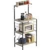 HOMCOM Scaffale da Cucina a 4 Livelli, Mobile per Microonde con Pannelli a Rete e 8 Ganci, Mobiletto da Cucina in Stile Industriale, 60x42x134.5 cm, Rovere