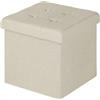 WOLTU Sedia a Cubo Pieghevole Pouf Cassapanca Poggiapiedi Panche Contenitore con Coperchio Rimovibile MDF Oxford Lino Crema