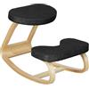 HOMCOM Sedia Inginocchiatoio con Movimento a Dondolo, Sedia Ergonomica Posturale in Tessuto Effetto Lino e Legno di Betulla, 50x73x55 cm, Nero