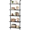 HOOBRO Scaffale a Scala a 5 Ripiani, Libreria Verticale, Libreria da Parete, Scaffale da Parete per Soggiorno, Camera da Letto, Cucina e Studio, Nero EBB53CJ01