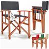 Casaria® Sedia da Regista Pieghevole Legno di Eucalipto Certificato FSC® Braccioli Tessuto Lavabile Altezza di Seduta 46cm Capacità di Carico fino a 160kg Sedia Giardino Esterno