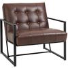 HOMCOM Poltrona Imbottita Industriale in Metallo e PU 75x81x78cm Marrone