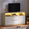 Hzuaneri Mobile TV, Luci LED, 147 x 40 x 76 cm Rovere e Bianco
