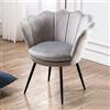 Ya-Home Poltrona per Camera da Letto in Velluto con Gambe in Metallo Nero, Grigio