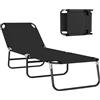 Outsunny Lettino Prendisole Pieghevole con Schienale Reclinabile su 5 Livelli, Sdraio da Giardino con Seduta Traspirante in Tessuto Oxford, per Spiaggia Piscina Giardino, 188x56x28 cm, Nero