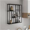 [en.casa] Scaffale da Parete con Scomparti Aperti Scaffale Pensile in Acciaio Mensola da Muro Libreria da Parete Stile Industriale 90 x 75 x 18 cm - Nero, opaco