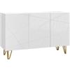HOMCOM Credenza Cucina 3 Ante, Ripiani Regolabili, 120x40x75 cm, Bianco