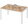 LIFERUN Tavolo da giardino grande resistente alle intemperie, 140 x 90 x 75 cm, tavolo in alluminio per terrazza con piano in WPC, tavolo da pranzo rettangolare per 6 persone, stabile per giardino