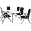 Casaria® Set Tavolo e Sedie da Giardino Bern 6 +1 Alluminio Bern Schienale 8 Posizioni Balcone Patio