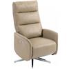 HOMCOM Poltrona Relax Elettrica Reclinabile 160° con Poggiapiedi, Poltrona Reclinabile Elettrica Imbottita Ergonomica Girevole con Presa USB e Type-C, in Pelle PU, Soggiorno, Salotto, Ufficio, Marrone