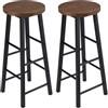 WOLTU Sgabelli da Bar Set di 2, Sgabello Alto 71 cm con Poggiapiedi, Seduta Tonda Sedia Alta per Penisola Cucina, Sala da pranzo, Bancone in Acciaio Legno, Faggio Scuro