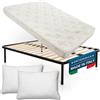 DOLCI SOGNI Letto Matrimoniale con Materasso 140X200 Alto 14 cm, Set Rete e Materasso 100% Made in Italy, Rete a Doghe in Legno con Struttura Letto 120x200, 2 Cuscini Inclusi