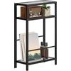HOMCOM Tavolino da Salotto a 3 Ripiani in Vetro e Acciaio 40x18x62cm Nero