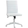 HOMCOM Sedia Ufficio Girevole in Pelle PU con Funzione Dondolo Bianco