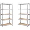 sinlikon Set di 2 Scaffali in Metallo per Garage.Portante 875 KG.Scaffale Salvaspazio 5 Ripiani Regolabili, Senza Viti