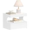 Hzuaneri Comodino Sospeso, 1 Cassetto con Guide, Spazio Aperto a Forma di U, Moderno, per Camera da Letto, Soggiorno, 30 x 40 x 29,2 cm, Bianco NS50103X